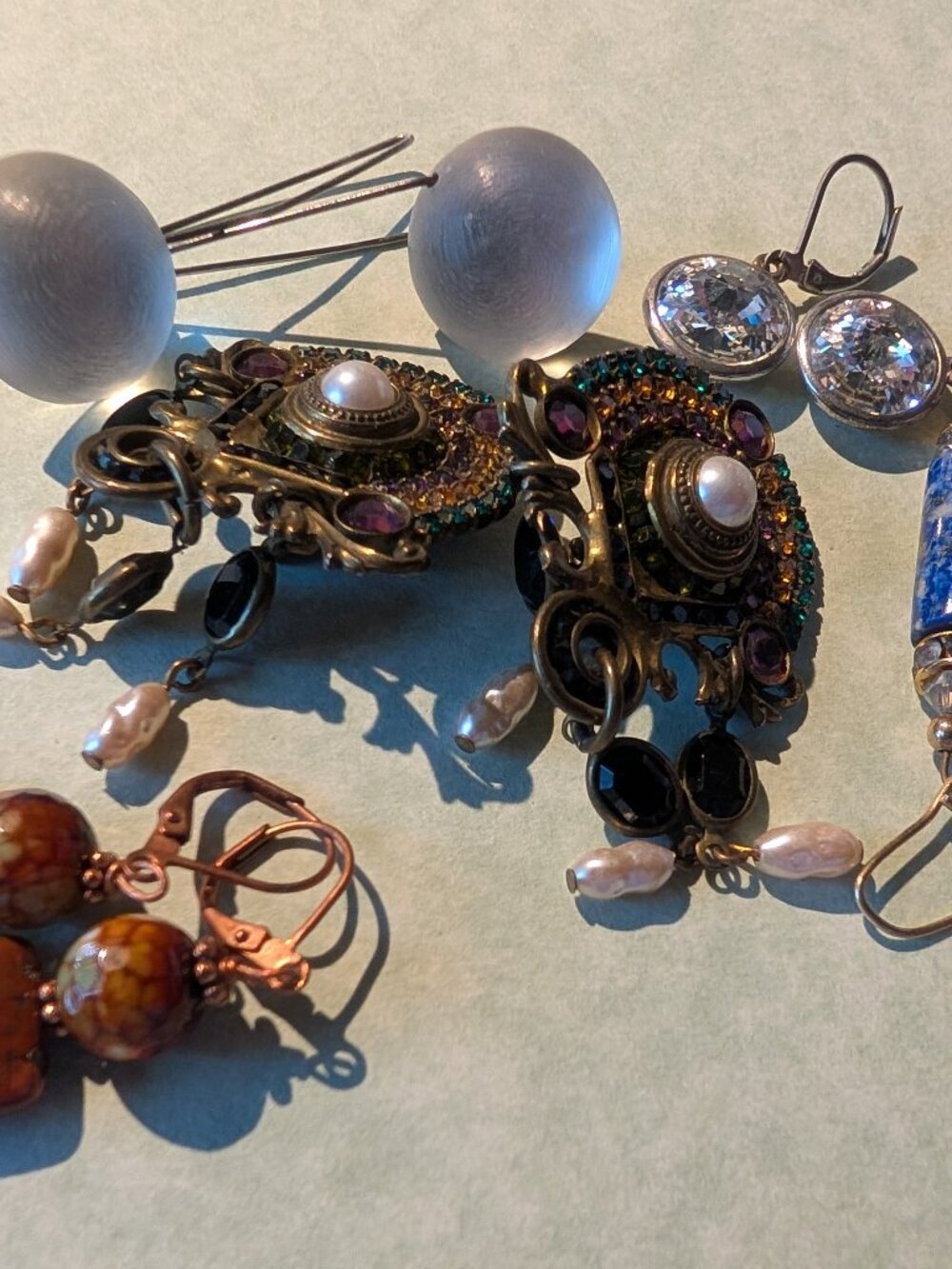 5 VINTAGE PAIRS OF EARRINGS, SIGNED, EXC. CONDITION, NICE COLLECTION